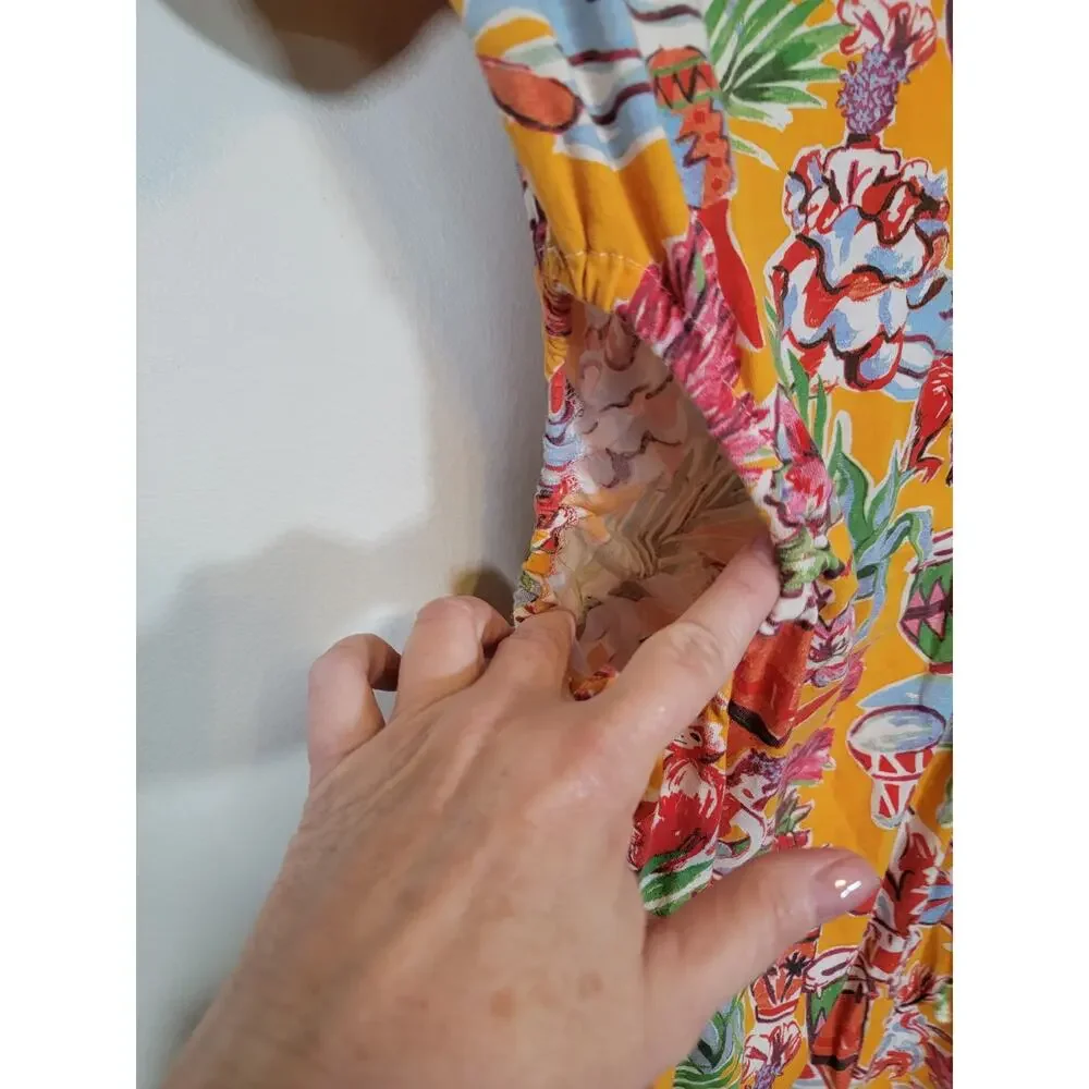 Zara Yellow Tropical Floral Print Mini Dress - Picture 5 of 8